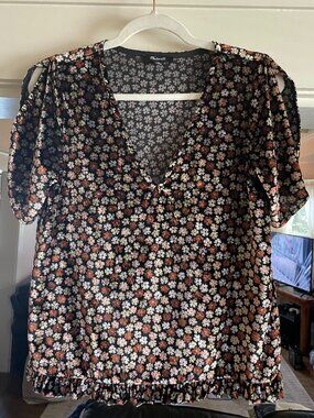 Madewell Tulip Sleeve Ruffle Top - XS